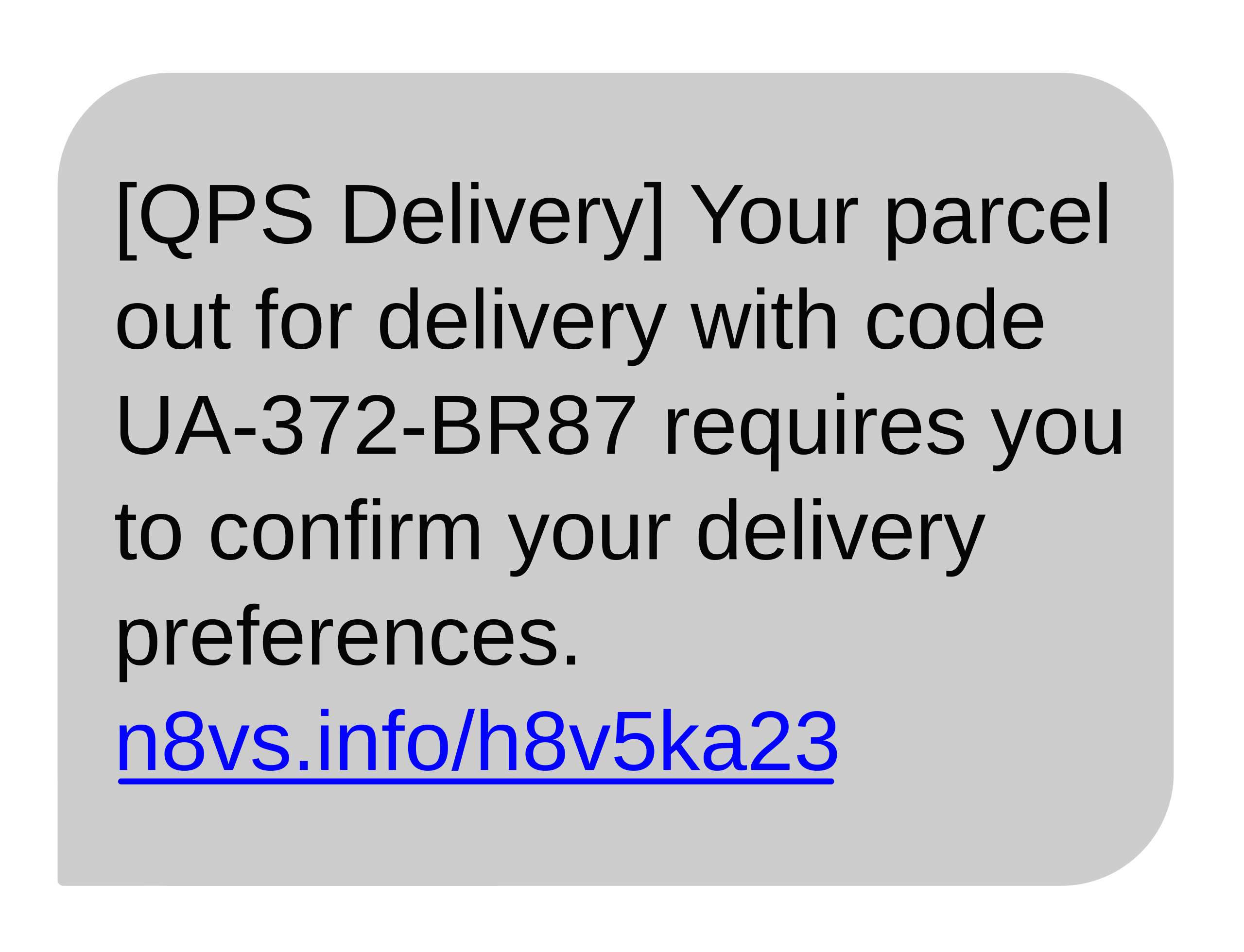 Example of a fake package delivery message